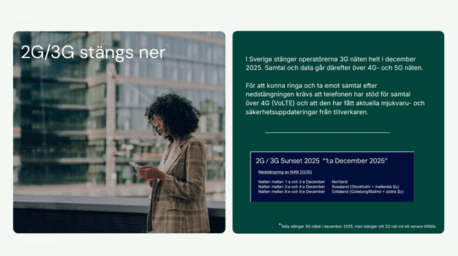 Information om nedstängningen av 2G/3G-näten!